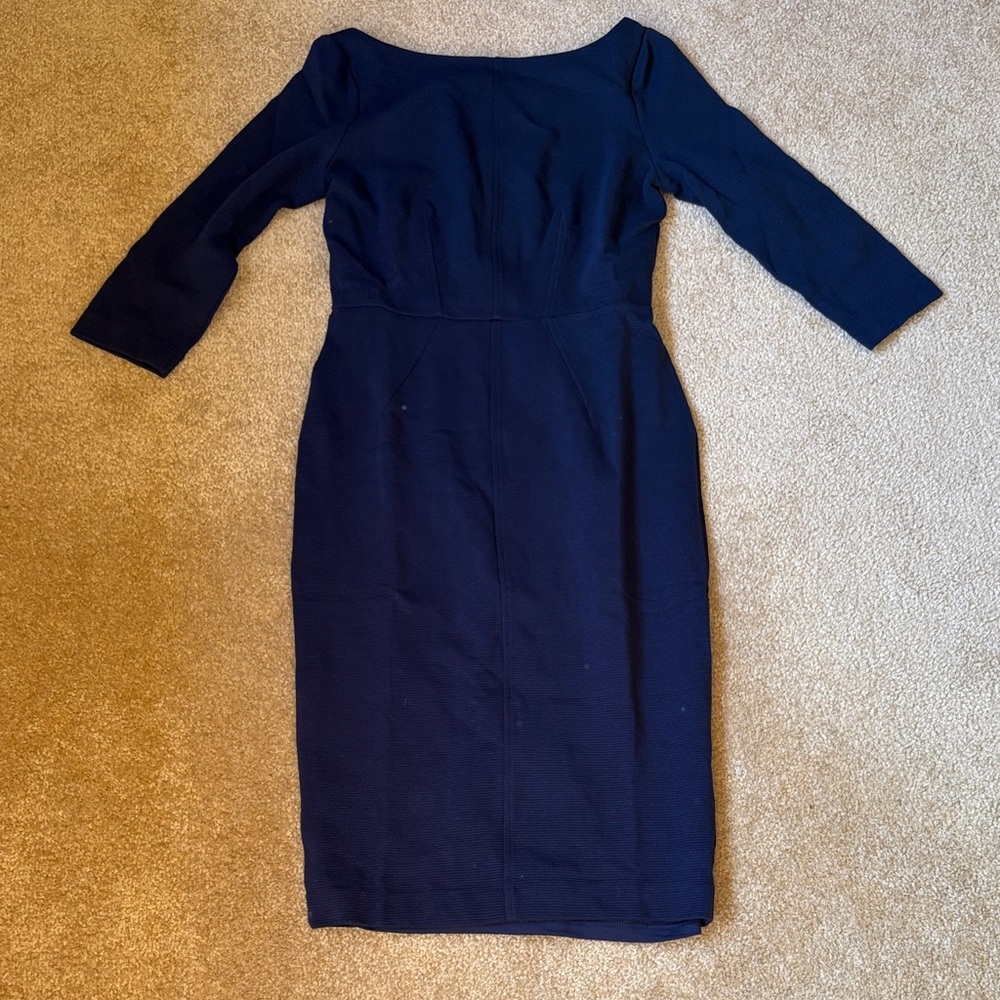Boden Navy 3/4 size 6R 3/4 Sleeve Dress midi
